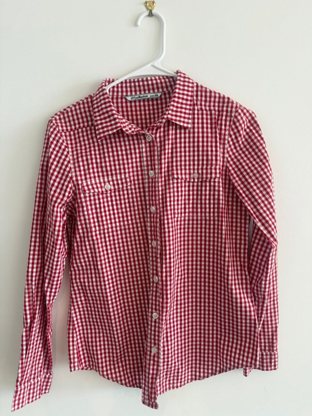 Red Gingham Western Button-Up Shirt — Size XS